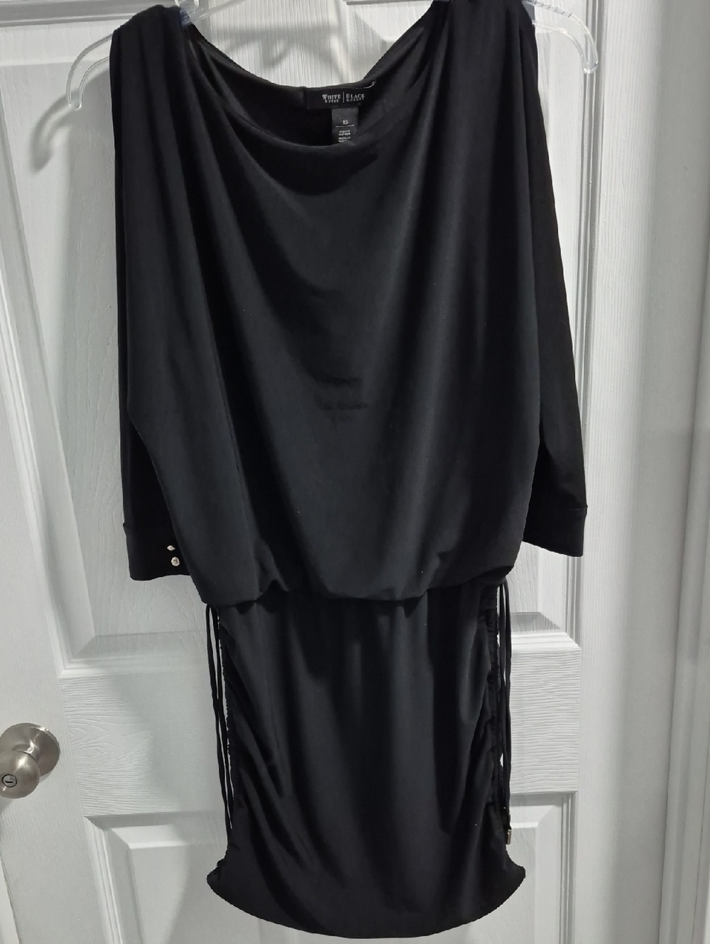 White House Black Market Black Blouson Top with Subtle Shine